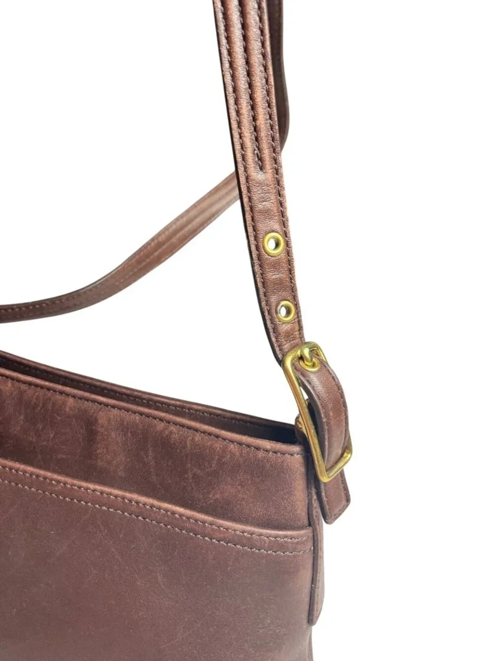 Coach VTG Legacy Shoulder Bag Brown Leather C23-9861 Adj. Strap Top-Zip Close